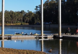 Boat ramp and pier on the Murray River Tocumwal