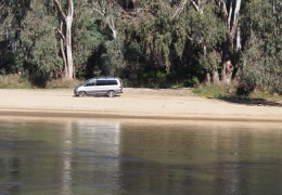 Delica driving on one of Tocumwal beaches